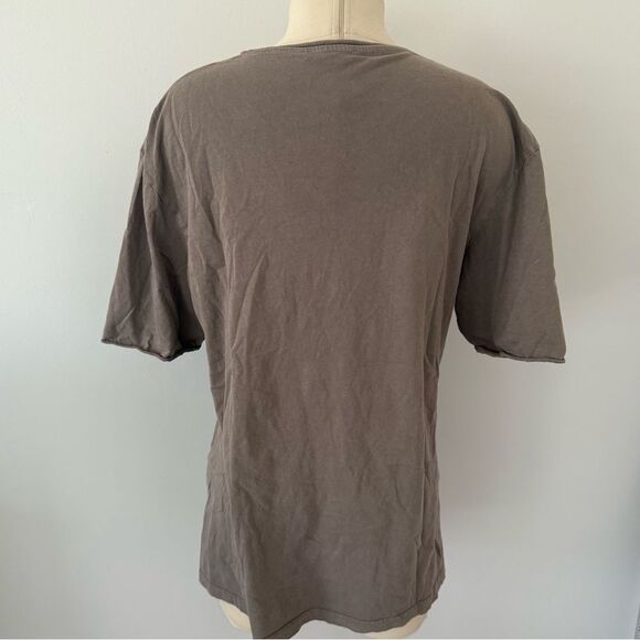 Zara 100% Cotton Brown Relaxed Fit Short Sleeve T-Shirt Size Large - Picture 4 of 8